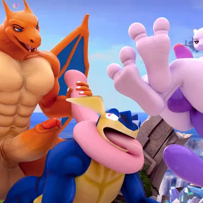 daddyzard (reptilligator), kaiden (okamical), labcat (reptilligator) (nintendo, pokemon) created by ewr 115