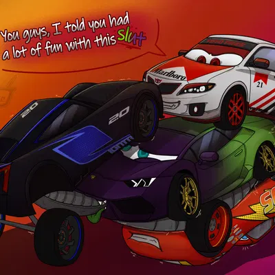diana the dragoness, jackson storm, lightning mcqueen (cars (disney), cars 3 (disney)) created by carsphilic