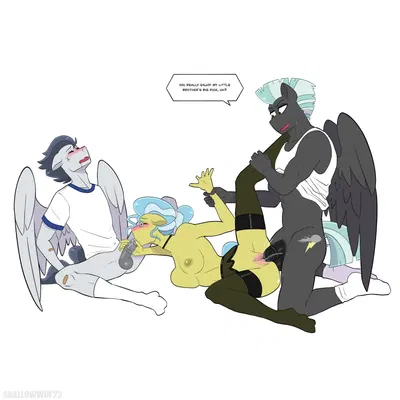 doctor fauna (mlp), rumble (mlp), thunderlane (mlp) (friendship is magic, hasbro) created by shallowwin