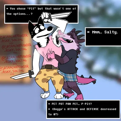 doggo (undertale), monty (srirachamander) (mythology, undertale) created by srirachamander