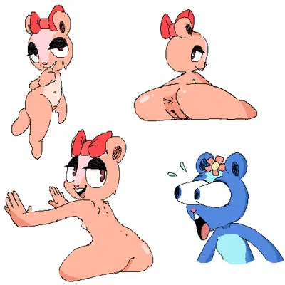 giggles (htf), petunia (htf) (happy tree friends) created by myra (artist)