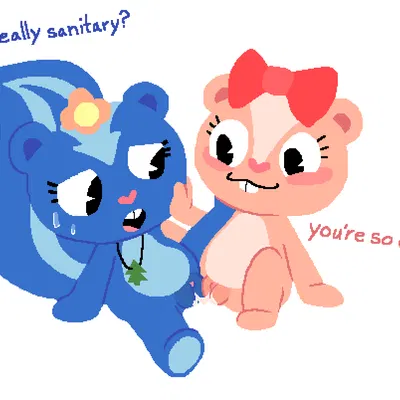 giggles (htf), petunia (htf) (happy tree friends) created by myra (artist)