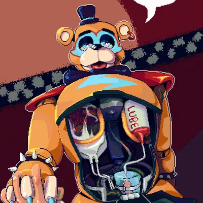 glamrock freddy (five nights at freddy's, five nights at freddy's: security breach) created by bunnysuitconman