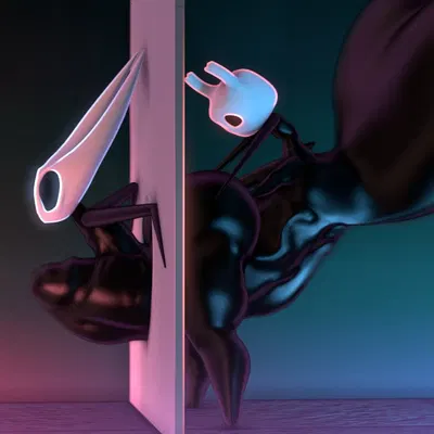 hornet (hollow knight), the knight (hollow knight) (hollow knight (franchise), team cherry) created by uwotinfokm8