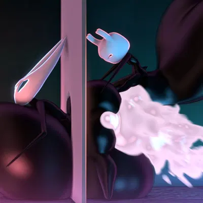 hornet (hollow knight), the knight (hollow knight) (hollow knight (franchise), team cherry) created by uwotinfokm8