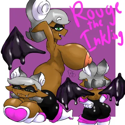 inkling girl, rouge the bat (nintendo, sega) created by duskizi