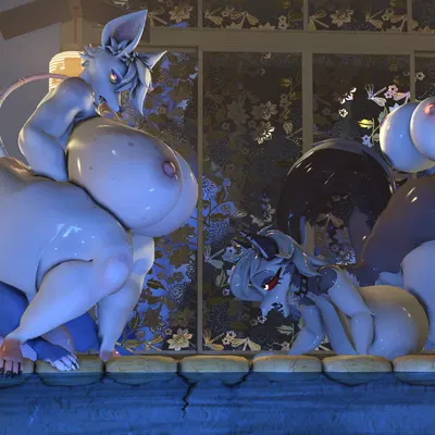 krystal (star fox), loona (helluva boss), officer flint (foresttherotten) (bandai namco, digimon) created by ok bruh