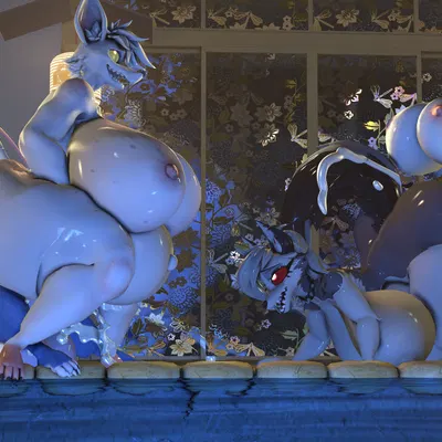 krystal (star fox), loona (helluva boss), officer flint (foresttherotten) (bandai namco, digimon) created by ok bruh