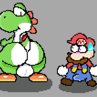 mario, yoshi (character) (mario bros, nintendo) created by nxyitn