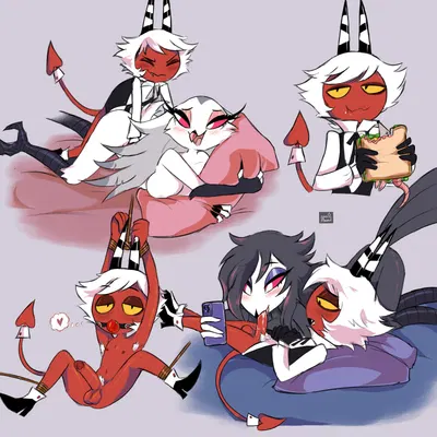 octavia (helluva boss), pringles (helluva boss), stella (helluva boss) (hellaverse, helluva boss) created by spec almond