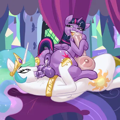 princess celestia (mlp), twilight sparkle (mlp) (friendship is magic, hasbro) created by hexecat