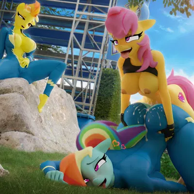 rainbow dash (mlp), scootaloo (mlp), spitfire (mlp) (friendship is magic, hasbro) created by hooves-art