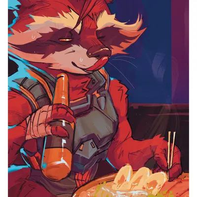 rocket raccoon (guardians of the galaxy, marvel) created by concosive