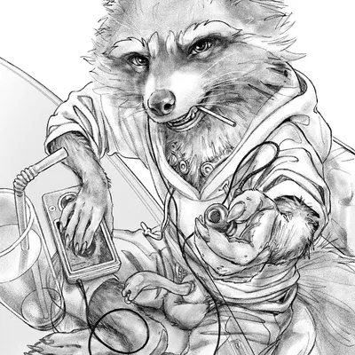 rocket raccoon (guardians of the galaxy, marvel) created by lando