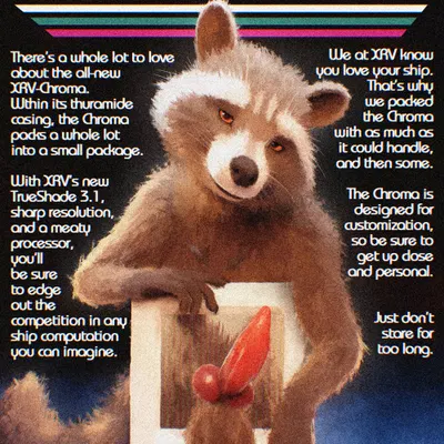 rocket raccoon (guardians of the galaxy, marvel) created by sidekick