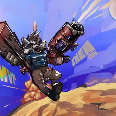 rocket raccoon (guardians of the galaxy, marvel) created by zhearun