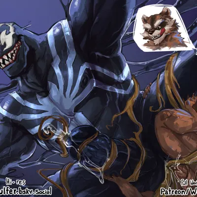 rocket raccoon, venom (marvel) (guardians of the galaxy, marvel) created by wulfer-shepherd