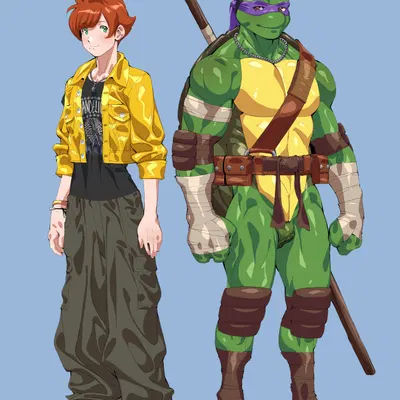 april o'neil, donatello (tmnt) (teenage mutant ninja turtles) created by dreadfulalibi