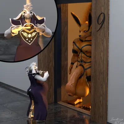 asriel dreemurr, kurama (naruto, undertale) created by ionwing