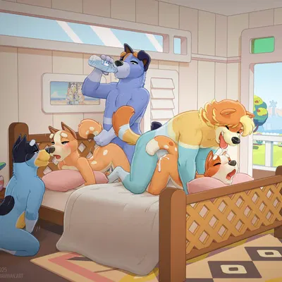 bandit heeler, bingo heeler, bluey heeler (bluey (series)) created by zaush