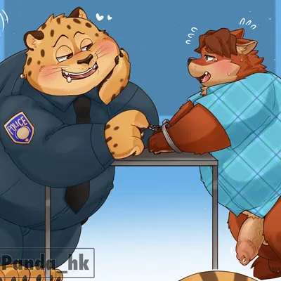 benjamin clawhauser, gideon grey (disney, zootopia) created by 96panda