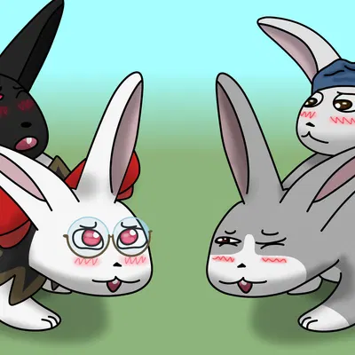 black rabbit (solo farming in the tower), ppimik (solo farming in the tower), princess pyapya (solo farming in the tower) (solo farming in the tower) created by nechu