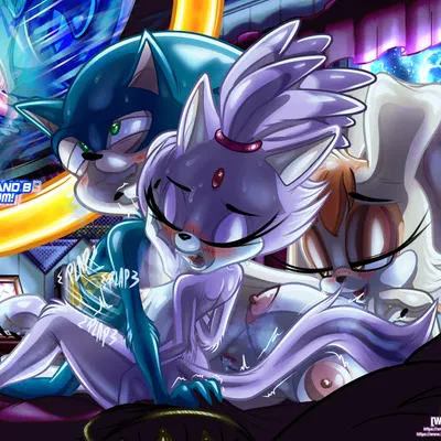 blaze the cat, sonic the hedgehog, vanilla the rabbit (sega, sonic the hedgehog (series)) created by wastedtimeee