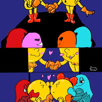 blinky (pac-man), clyde (pac-man), inky (pac-man) (bandai namco, pac-man (series)) created by dustbunny404