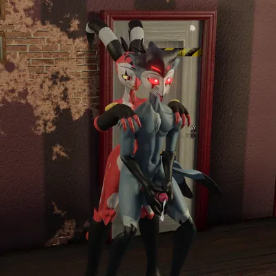 blitzo (helluva boss), loona (helluva boss), stolas (helluva boss) (hellaverse, helluva boss) created by crossofoxy