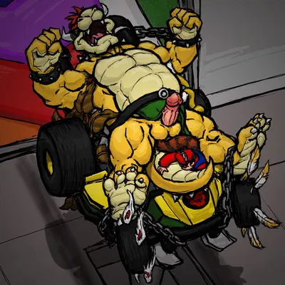 bowser, mario (mario bros, nintendo) created by kctk