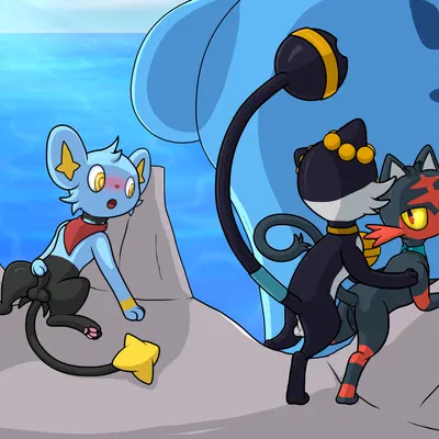 buki (rinrin), jaze (gau), pyre (litten) (beta pokemon games, everstone guild) created by gau (artist)