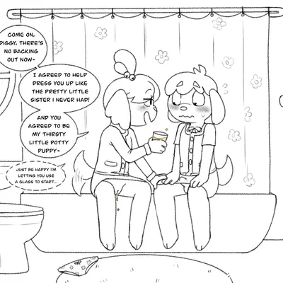 digby (animal crossing), isabelle (animal crossing) (animal crossing, nintendo) created by abigrock