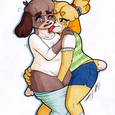 digby (animal crossing), isabelle (animal crossing) (animal crossing, nintendo) created by rotten owl