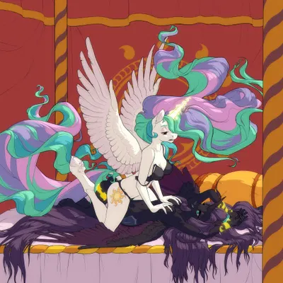 fan character, nyx (pen stroke), princess celestia (mlp) (friendship is magic, hasbro) created by gor1ck