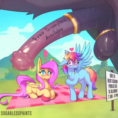 fluttershy (mlp), rainbow dash (mlp) (friendship is magic, hasbro) created by sugarlesspaints