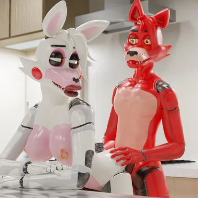 foxy (fnaf), mangle (fnaf) (five nights at freddy's, five nights at freddy's 2) created by machinensfw