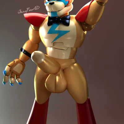 glamrock freddy (five nights at freddy's, five nights at freddy's: security breach) created by jizzyfox