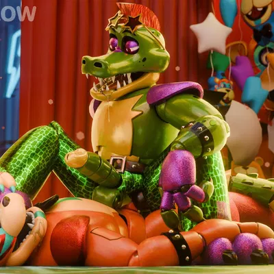 glamrock freddy, montgomery gator (five nights at freddy's, five nights at freddy's: security breach) created by afterglownsfw