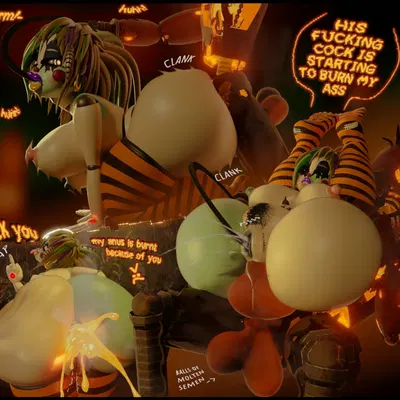 grim foxy (fnaf), scrap baby (fnaf) (five nights at freddy's, fnaf vr help wanted) created by rckke