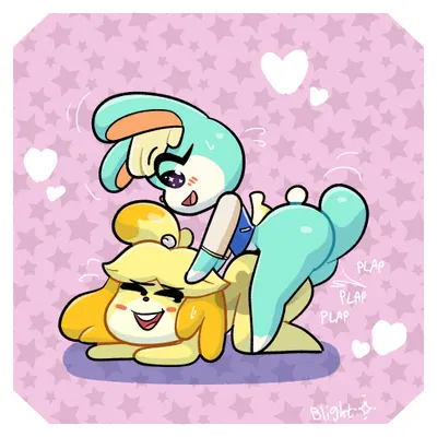 isabelle (animal crossing), sasha (animal crossing) (animal crossing, nintendo) created by blightstarero