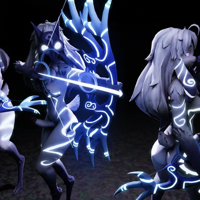 kindred (lol), lamb (lol) (league of legends, riot games) created by samtrix