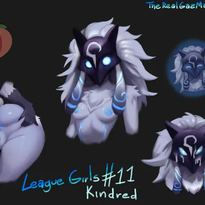 kindred (lol), lamb (lol) (league of legends, riot games) created by therealgazmanx
