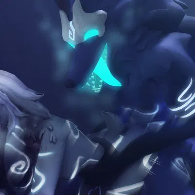 kindred (lol), lamb (lol), wolf (lol) (league of legends, riot games) created by samtrix