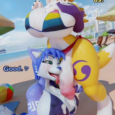 krystal (star fox), renamon (bacn) (bandai namco, digimon) created by bacn
