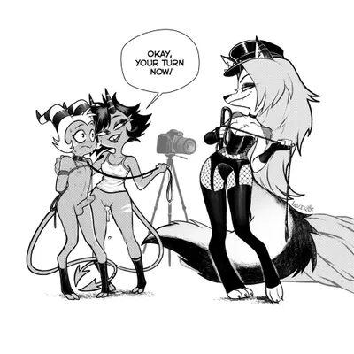 loona (helluva boss), millie (helluva boss), moxxie (helluva boss) (hellaverse, helluva boss) created by laviko weird