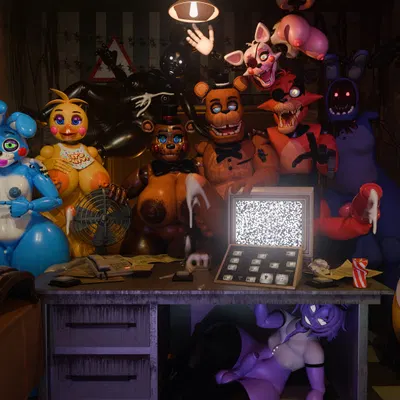 mangle (broken), mangle (fnaf), marie (cryptiacurves) (five nights at freddy's, five nights at freddy's 2) created by anonymousfm