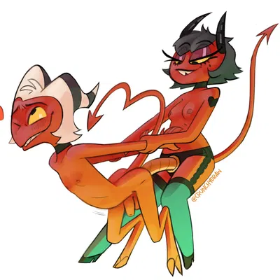 millie (helluva boss), moxxie (helluva boss) (hellaverse, helluva boss) created by crunchydraw