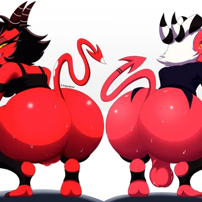 millie (helluva boss), moxxie (helluva boss) (hellaverse, helluva boss) created by dragonmorfer