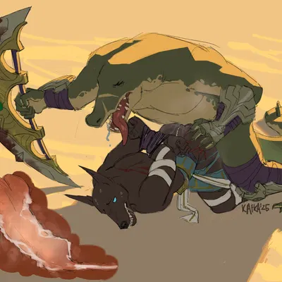 nasus (lol), renekton (league of legends, riot games) created by kafka (artist)
