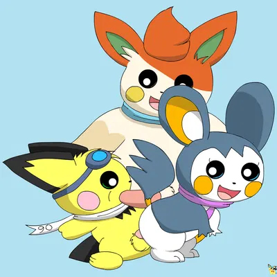 nise pawmo, sparks pichu, yarn emolga (nintendo, pokemon) created by pichu90